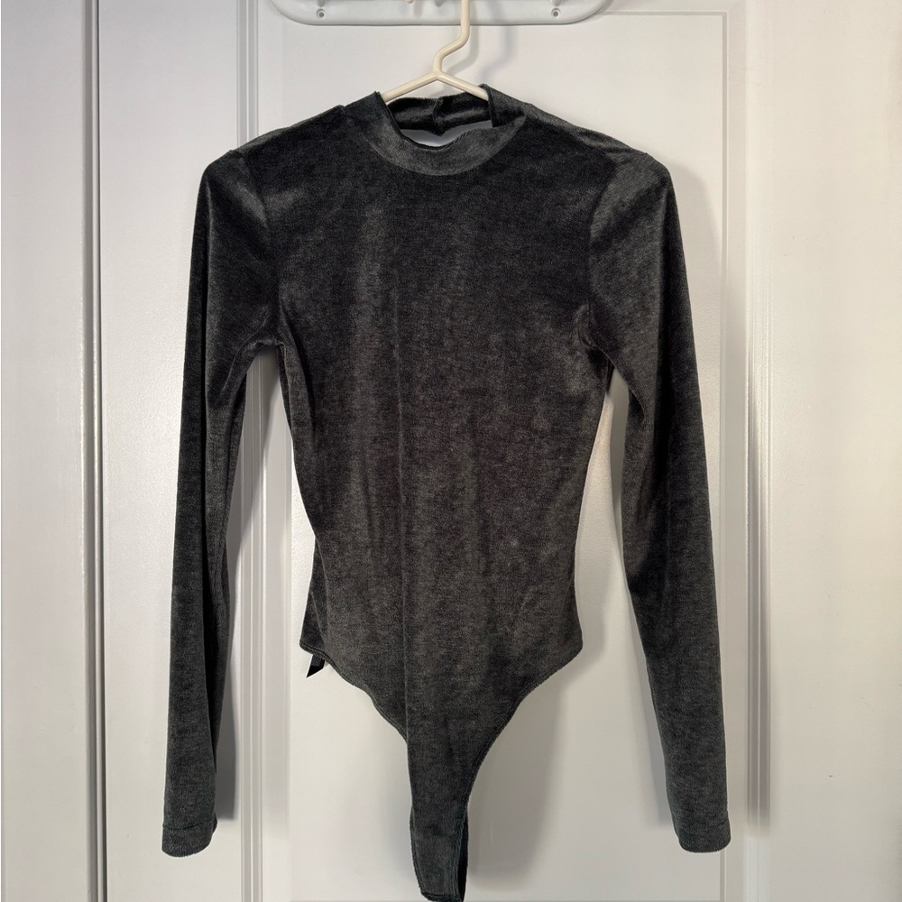 Urban Outfitters Charcoal Long Sleeve Bodysuit
